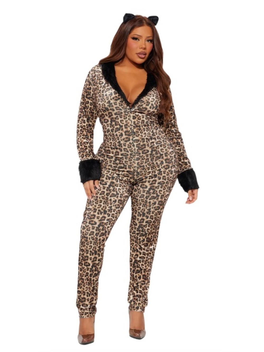 FASHION NOVA Cat Got Your Tongue costume Jumpsuit - Tan/Multi Size 3X